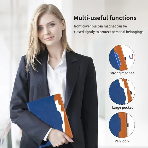 Vista 5 de Funda para Samsung Galaxy Tab A7 de 10,4 pulgadas 2020 (SM-T500/T505/T507) - Funda de piel sintética con función atril y bolsillo, función de Azul
