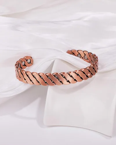Vista 7 de Jecanori Pulseras magnéticas de cobre para hombres y mujeres – Efectiva pulsera de cobre puro – Brazaletes ajustables de puño