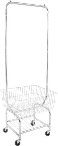 Vista 16 de Carrito de lavandería, Carrito de lavandería de alambre de acero, Cesta de lavandería con ruedas, Cesta de lavandería comercial con bastidor
