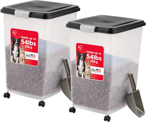 Vista 11 de IRIS USA Contenedor hermético de almacenamiento de alimentos para perros, hasta 10 libras cada uno, paquete de 2, para perros, gatos, pájaros y Negro