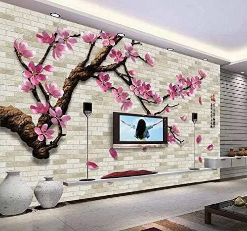 Murwall Floral Wallpaper Pink Sakura Wall Mural Cherry Blossom Wall Art ?ndustrial Home Decor Cafe Design Living Room Bedroom