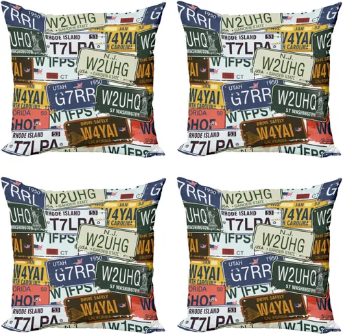 Vista 80 de Ambesonne Paquete de 4 fundas de cojín navideñas con cinta, ilustración de imagen de deseos navideños, impresión digital moderna de doble cara, 16