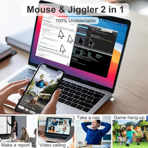 Vista 3 de Mouse inalámbrico para MacBook Air iMac Mac Pro Laptop Computer, Mouse inalámbrico silencioso recargable USB C con Jiggler para Surface Pro