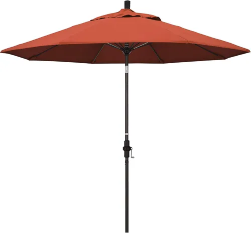 Vista 13 de California Umbrella paraguas de tela Olefin de 9 pies de fibra de vidrio de elevación basculante mercado de aluminio, paraguas con poste de bronce
