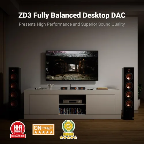 Fosi Audio ZD3 Preamplificador DAC de escritorio, convertidor de audio digital a analógico totalmente equilibrado con ES9039Q2M para amplificador