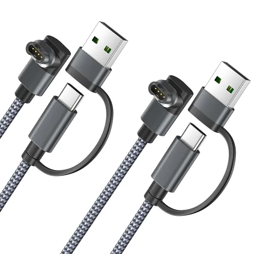 Vista 13 de Itramax Cable de carga 2 en 1 para Garmin Watch de 4 pies, cable de alimentación de carga para Garmin Fenix 8 E 7 7X 7S 6 5X 5S Solar, Forerunner