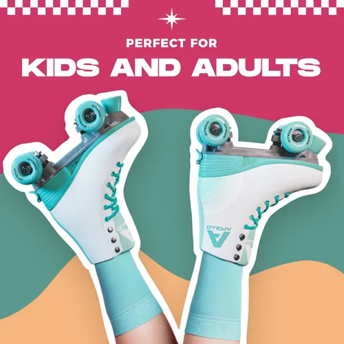 Vista 9 de APOLLO Patines de ruedas – Patines retro para niñas y mujeres – Patines cuádruples ajustables con tacón alto – Disco Quads