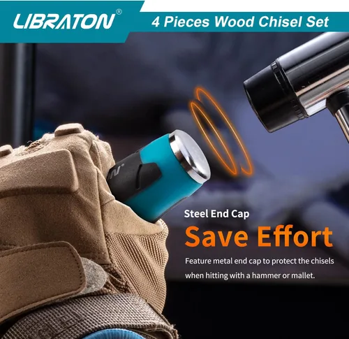 Vista 3 de Juego de cinceles, juego de cinceles de madera, juego de herramientas de cincel de madera para carpintería, cincel de acero al cromo vanadio