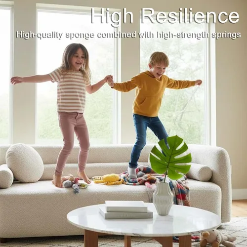 Vista 7 de Sofá Boucle de estilo japonés, moderno sofá con respaldo curvado apretado, estilo minimalista, cómodo sofá para sala de estar y apartamento (beige 2)