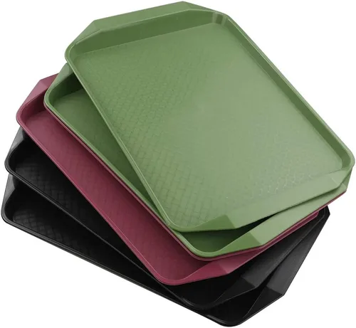 Vista 8 de Morcte 6 bandejas de plástico para servir comida rápida, 16.73 x 11.73 pulgadas