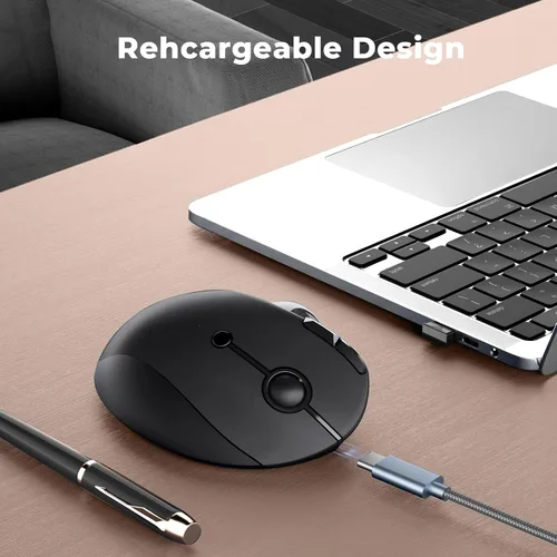 Vista 5 de seenda Ratón inalámbrico ergonómico de Trackball - Ratón Bluetooth Rollerball recargable, conexión de 3 dispositivos (Bluetooth/USB), mouse