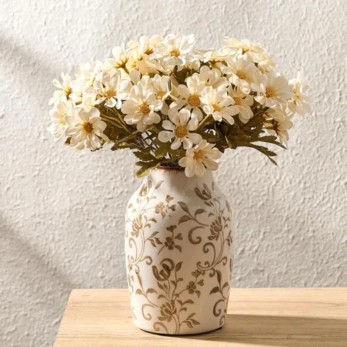 Vista 179 de SIDUCAL Florero decorativo de cerámica Florero rústico de 7.48 pulgadas para decoración del hogar, mesa, sala de estar, baño, escritorio de café