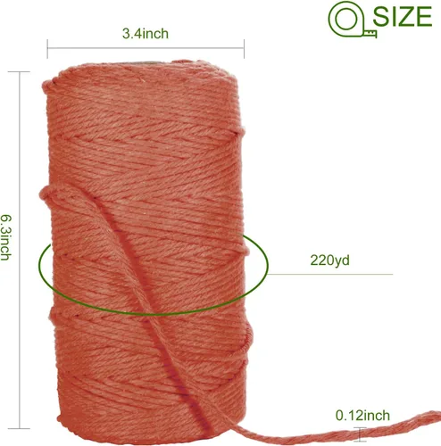 Vista 2 de POZEAN Cordón de macramé de 0.118 pulgadas, 0.118 pulgadas, 220 yardas (unos 656.2 ft), hilo de macramé de algodón 100% natural para colgar