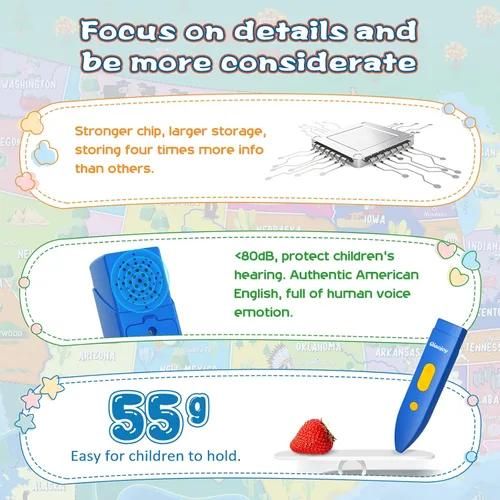 Vista 6 de Qiaojoy Bilingüe interactivo para niños que hablan de Estados Unidos mapa para aprendizaje de niños, juegos de geografía, mapa electrónico