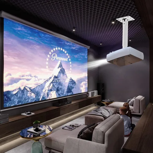 Vista 3 de suptek Soporte de montaje en techo para proyector se adapta a techo plano o inclinado, altura ajustable con longitud extensible de 30.7-49.21 Negro