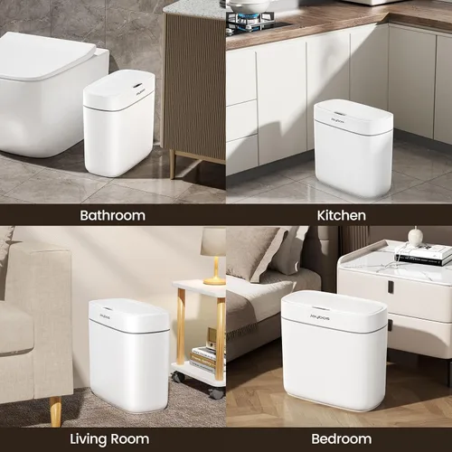 Vista 6 de MOPALL Cubo de Basura Automático con Sensor de Movimiento para Baño con Tapa, Cubo de Basura sin Contacto de 3.5 Galones, Cubo de Basura Inteligente