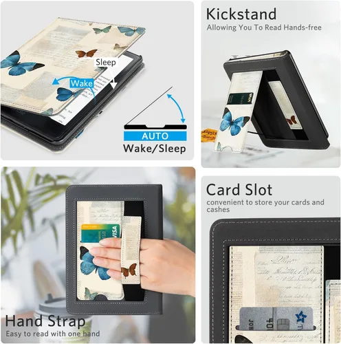 Vista 55 de CoBak Funda inteligente para Kindle Paperwhite de 6.8" de 11ª generación 2021 con función de encendido automático, ligera, delgada, de piel **Salvia