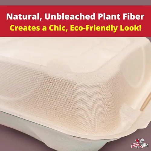 Vista 2 de Caja de comida para llevar duradera, a prueba de fugas, paquete de 25. Grande, 9 x 9 pulgadas, resistente a base de plantas, compostable sin gluten