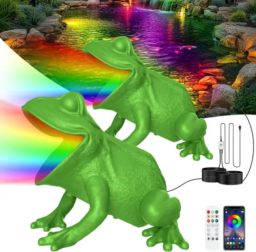 Vista 10 de Luz de estanque RGB con aplicación, luces de fuente de rana de 6 W con transformador de 12 V, luces de estanque subacuáticas impermeables IP68