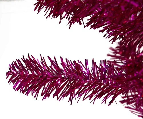 Vista 6 de 3' Metallic Pink Tinsel Artificial Christmas Tree - Unlit
