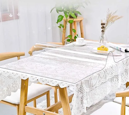 Vista 4 de KATE Protector de mesa transparente, cubierta de vinilo de 54 x 54 pulgadas, protector de mesa de plástico Saquare de 0.059 in para mesa de comedor