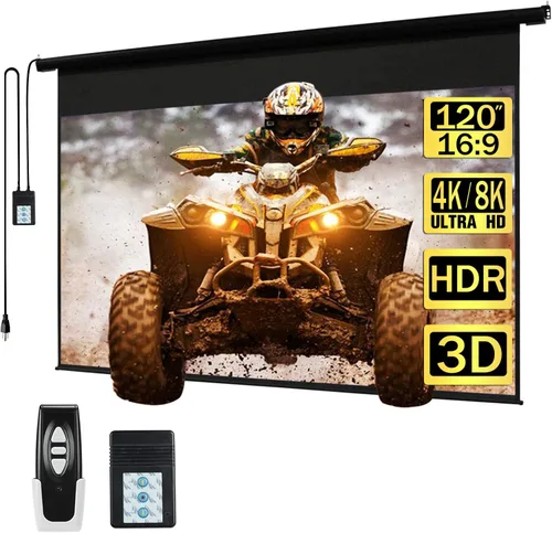 Vista 10 de Kayle Pantalla de proyector motorizada de 110 pulgadas, proyección automática diagonal eléctrica, pantalla de películas HD 16:9 para cine en casa