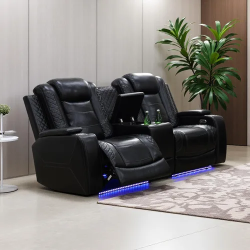 Vista 66 de Juego de sofá reclinable eléctrico, juego de sofá y silla reclinable de cuero, juegos de muebles de sala de estar, muebles de lujo de 3 piezas