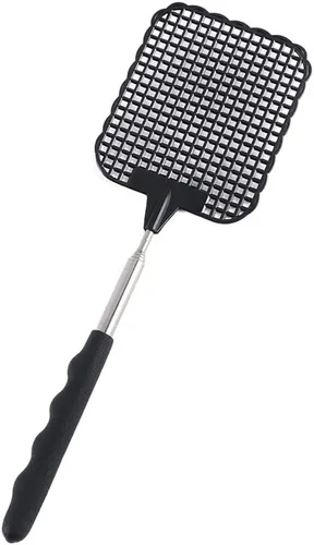 Matamoscas extensible telescópico de plástico matamoscas matamoscas manual matamoscas de plástico resistente para interiores y exteriores (negro)