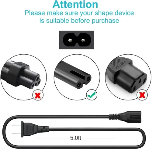 Vista 2 de Cable de alimentación de CA de 2 puntas Compatible con ONN. 100008736, JBL PartyBox 100 200 300 1000 310 710 1000 On-The-Go Bluetooth Speaker, JBL