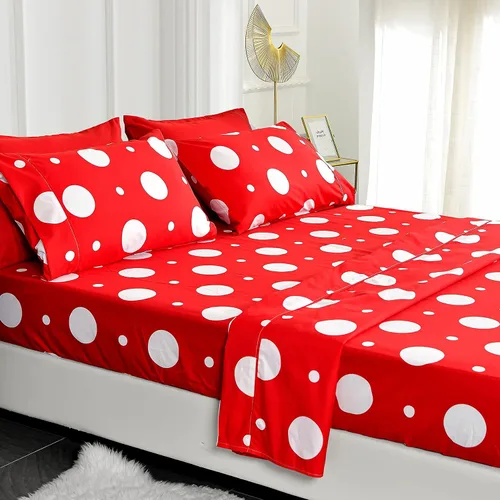 Vista 10 de American Home Collection - Juego de sábanas y fundas de almohada estampadas de 6 piezas, con 14 pulgadas de caída; sábanas de microfibra con doble