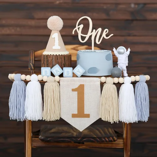 Vista 9 de DCJHFJ Cartel para silla alta con temática de galletas One Sweet Boy para decoración de fiesta de primer cumpleaños con sombrero de cumpleaños