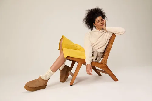 Vista 7 de Project Cloud - Botines de piel 100% auténtica para mujer, botas de plataforma Castaño