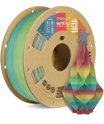 Vista 45 de OVERTURE - Filamento para impresora 3D de ácido poliláctico (PLA), 1.75 mm, carrete de cartón con filamento PLA mate de 2.2 libras, precisión