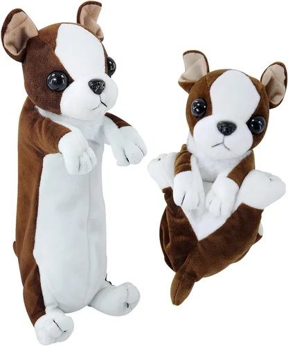 Vista 14 de BB FUN HOUSE Estuche para lápices para niños, bolsa de lápices de peluche 3D con forma de perro y dinosaurio, bolsa suave de almacenamiento