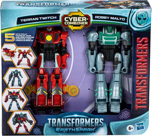 Vista 2 de Transformers EarthSpark Cyber-Combiner Terran Twitch y Robby Malto - Figuras de acción de robots, juguetes interactivos para niños y niñas a partir