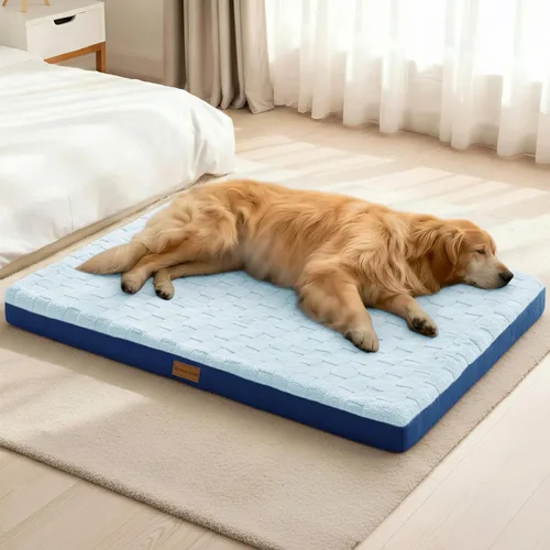 Vista 10 de Patas Lague Cama ortopédica para perro tamaño mediano 76cmX51cm, cama impermeable de espuma de celdilla de huevo suave y cálida para mascotas