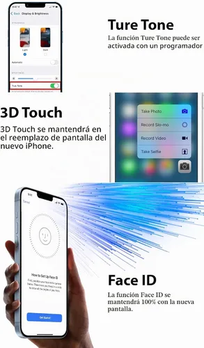 Vista 3 de Ayake Reemplazo de pantalla para iPhone 12 Mini, pantalla LCD FHD de 5.4 pulgadas y digitalizador táctil, True Tone programable, Face ID permanece