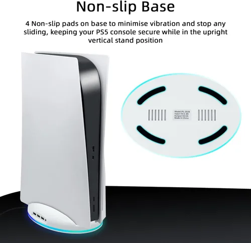 Vista 6 de Mcbazel Soporte vertical RGB para consola PS5, base LED para juegos con concentrador USB compatible con consola PS5, color blanco (no para PS5 Slim)