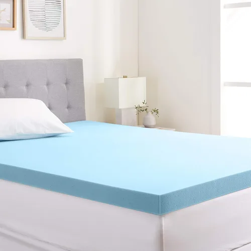 Vista 10 de Yaxa Basics Cubrecolchón tamaño individual, infusión de gel refrescante, certificado CertiPUR-US, 2 pulgadas, azul