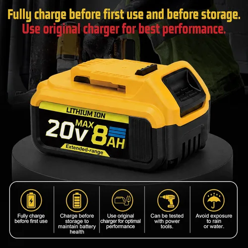 Vista 9 de 20V 8Ah Compatible con batería de iones de litio Dewalt Max, paquete de 2