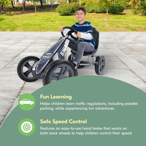Vista 3 de Hauck Cyclone Pedal Go Kart con asiento de cubo ajustable para niños de 4 a 8 años, S.W.A.T.