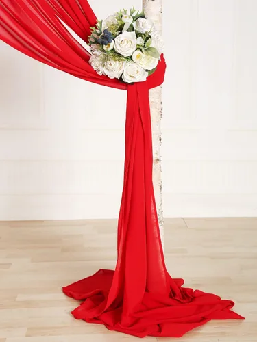 Vista 6 de SHERWAY 2 paneles de cortinas de tela de gasa para arco de boda, paneles de cortina de telón de fondo de fiesta, decoración de ceremonia y recepción