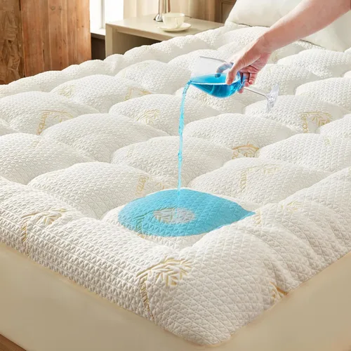 Vista 9 de Cubrecolchón prémium 100% impermeable tamaño individual, transpirable, protector de cama de rayón de bambú, funda de sábana de bolsillo profundo