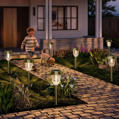 Vista 7 de XMCOSY+ Luces solares para caminos para exteriores, paquete de 4 unidades de encendido/apagado automático de 10-40 lúmenes, regulables