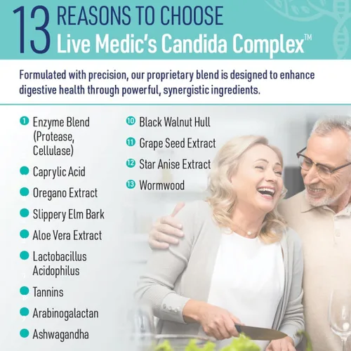 Vista 3 de Aceite de orégano complejo Candida, enzimas digestivas, limpieza de Candida, suplemento probiótico sin OMG con hierbas orgánicas, ácido caprílico