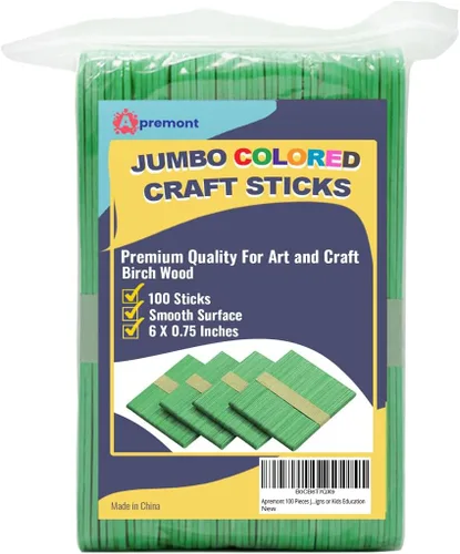 Vista 5 de Apremont 100 palitos de madera de colores jumbo surtidos de 6 pulgadas de largo, palitos de paletas de arco iris, artes y manualidades, lo mejor