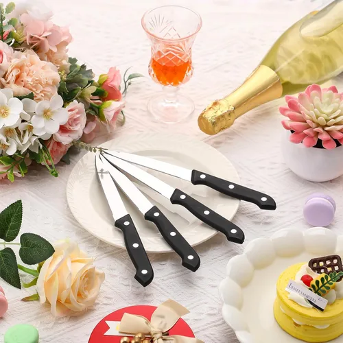 Vista 7 de Lasnten Juego de 100 cuchillos de carne de acero inoxidable de 8.78 pulgadas, punta puntiaguda, mango de plástico, cuchillo de cocina