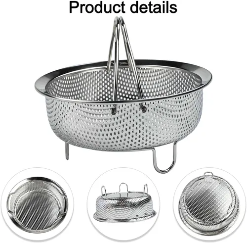 Vista 3 de 304 Stainless Steel Steamer Insert Basket For Cooking Pots And Pressure
