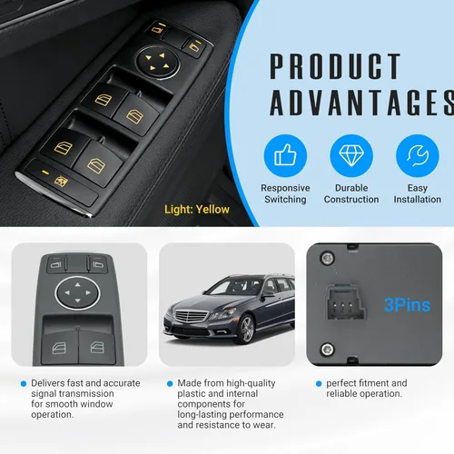 Vista 4 de NOVAPARTS Interruptor de Control de Ventana Eléctrica Principal de la Puerta Delantera Izquierda para Mercedes Benz W204 W212 C250 C300 C350 E350