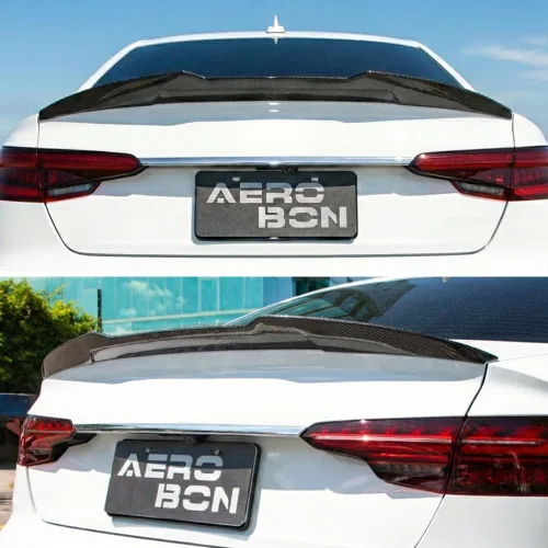 Vista 2 de AeroBon Alerón de maletero de fibra de carbono real compatible con Audi A4 S4 B9 2017-2024 Spoiler trasero (estilo H) High Kick